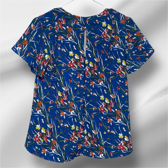 Zara Basic Blue Floral Blouse EUC Size XS - Picture 2 of 6